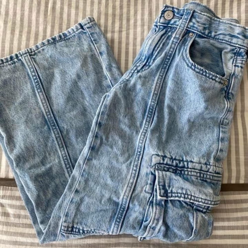 Old Navy High Rise Super Baggy Wide Leg Cargo Jeans Size 8